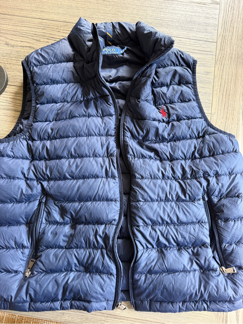 Ralph Lauren Navy Quilted Down Vest with Red Pony Logo